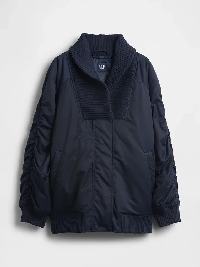 Oversized bomberjack met gebreide rand