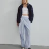 Oversized bomberjack met gebreide rand