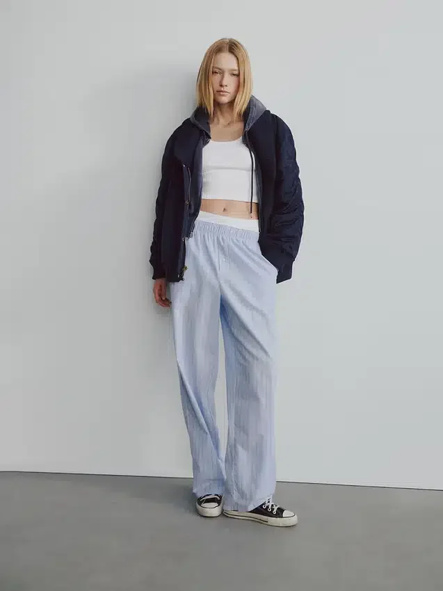 Oversized bomberjack met gebreide rand
