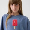 Oversized boxy T-shirt met print voor kinderen