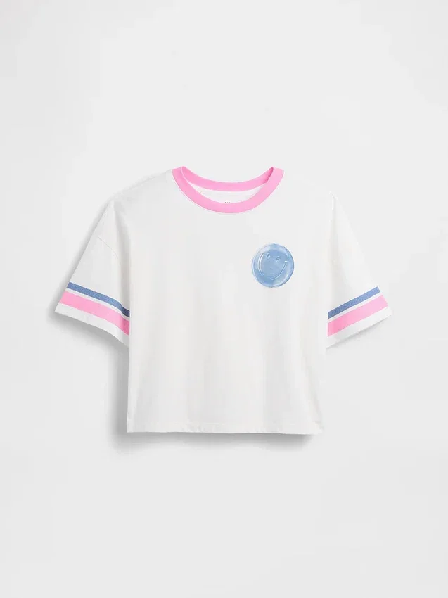 Oversized boxy T-shirt met print voor kinderen