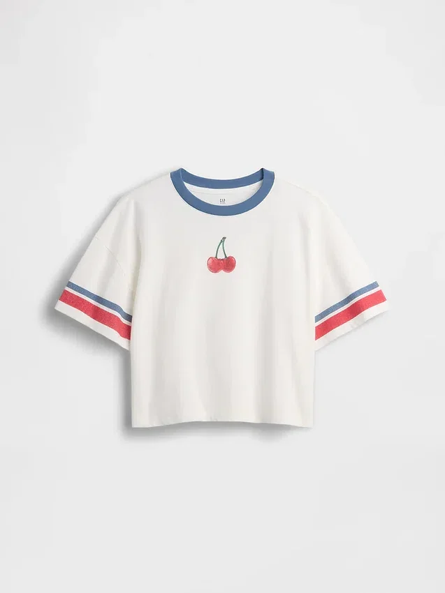 Oversized boxy T-shirt met print voor kinderen