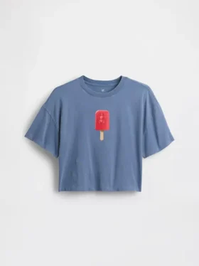 Oversized boxy T-shirt met print voor kinderen