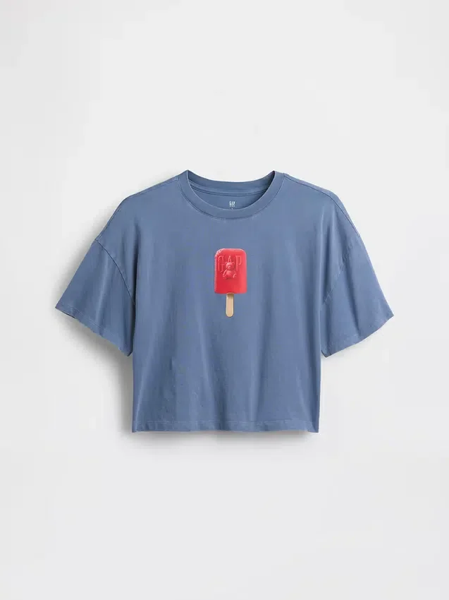Oversized boxy T-shirt met print voor kinderen