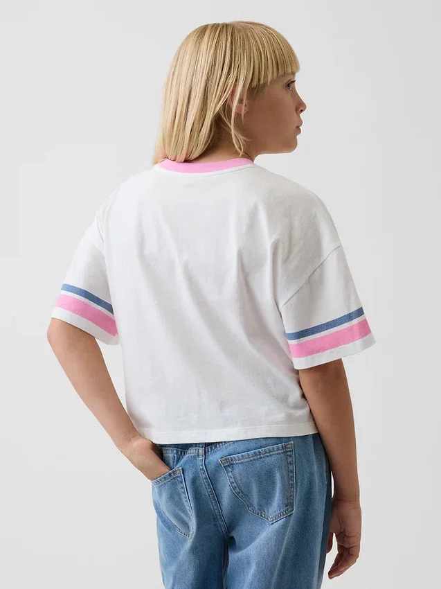 Oversized boxy T-shirt met print voor kinderen