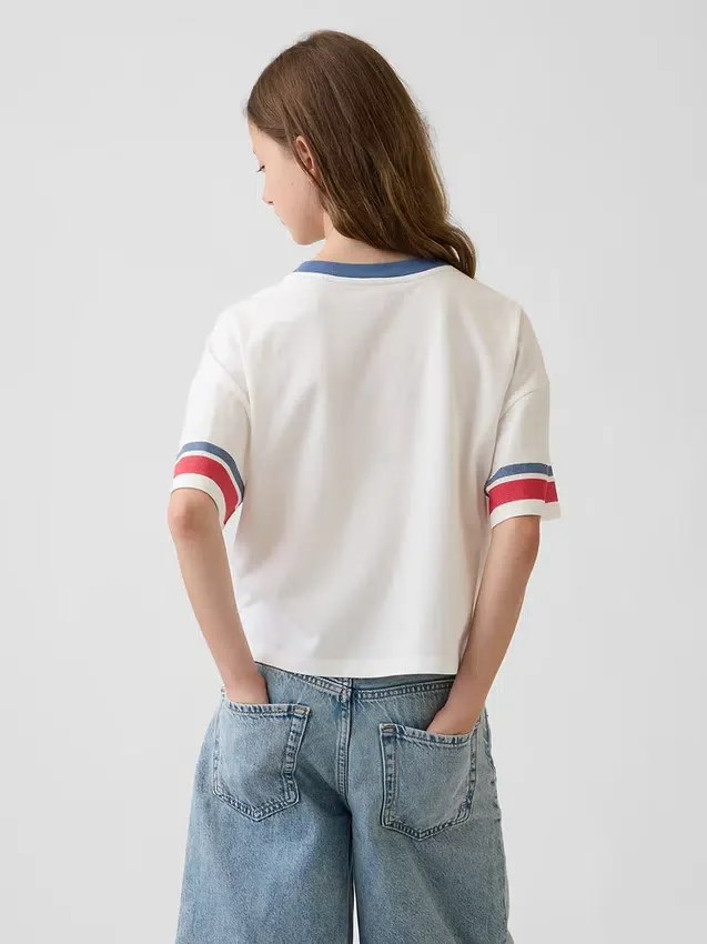 Oversized boxy T-shirt met print voor kinderen