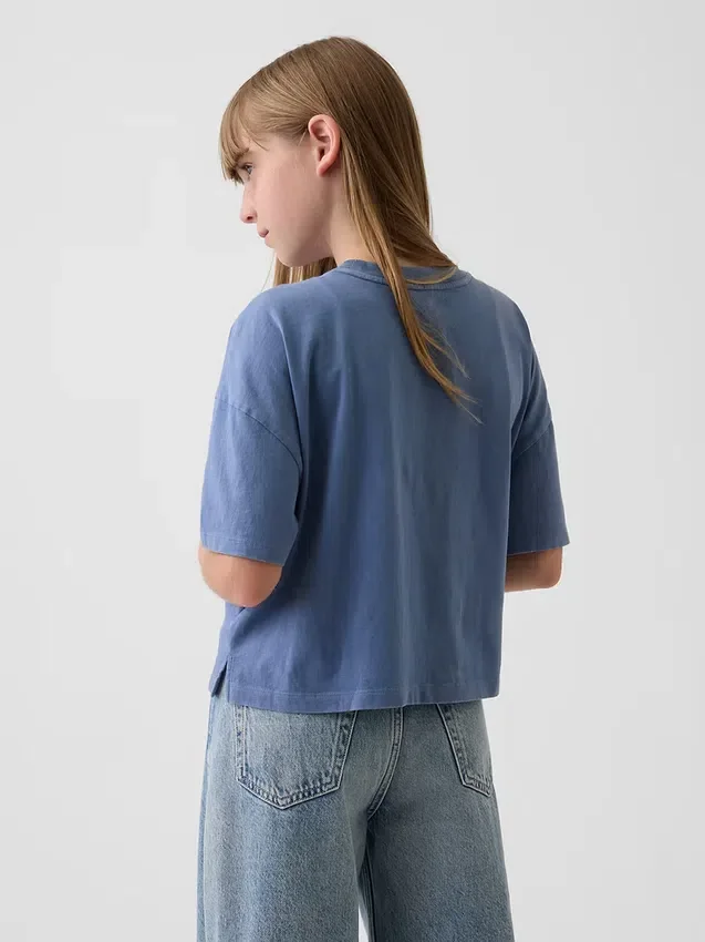 Oversized boxy T-shirt met print voor kinderen