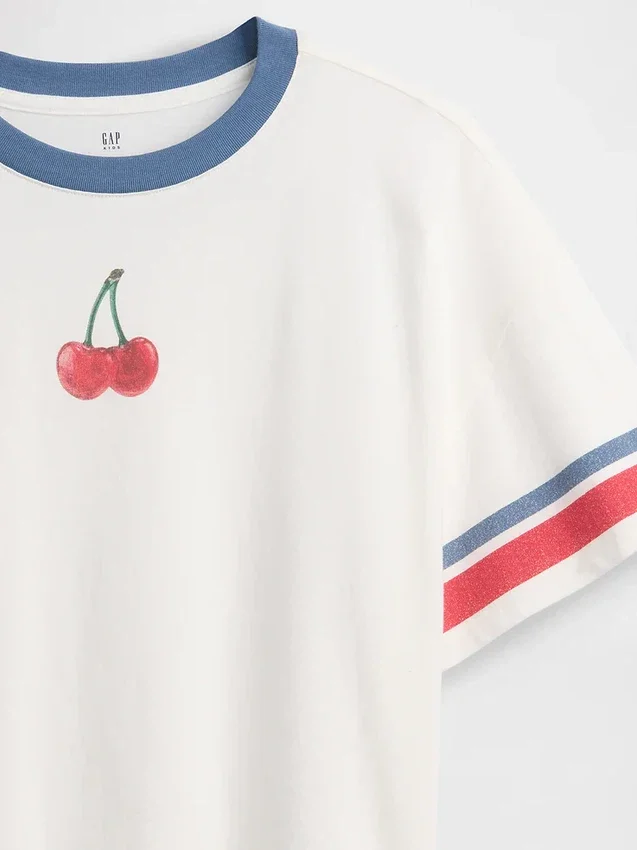 Oversized boxy T-shirt met print voor kinderen