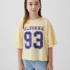 Oversized, boxy T-shirt met staatslogo voor kinderen