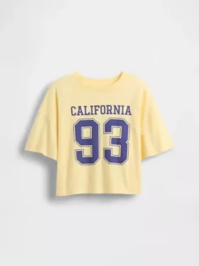 Oversized, boxy T-shirt met staatslogo voor kinderen