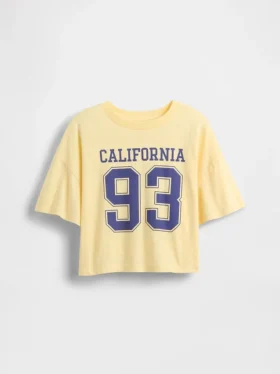 Oversized, boxy T-shirt met staatslogo voor kinderen