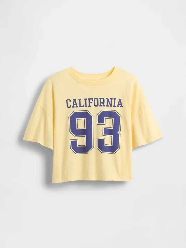 Oversized, boxy T-shirt met staatslogo voor kinderen