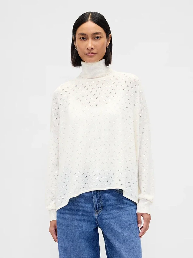 Oversized coltrui met pointelle-patroon