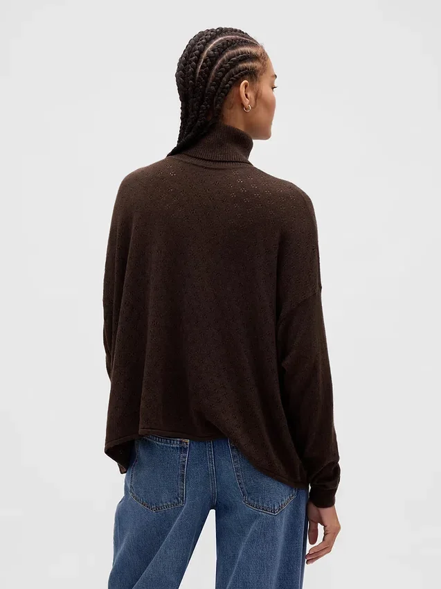 Oversized coltrui met pointelle-patroon