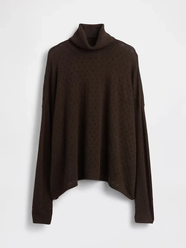 Oversized coltrui met pointelle-patroon