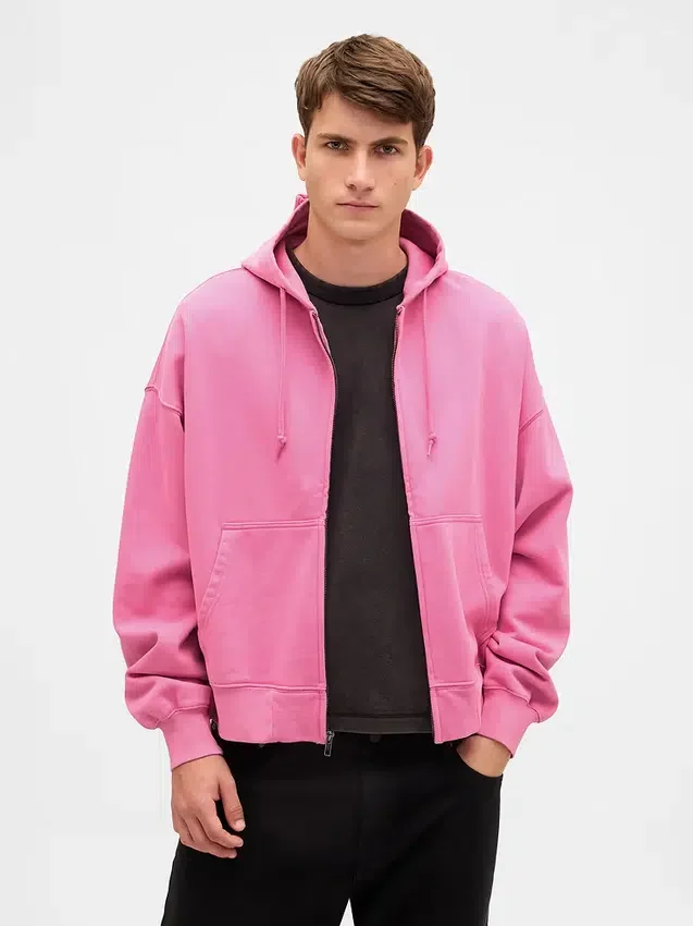 Oversized cropped hoodie met rits voor volwassenen
