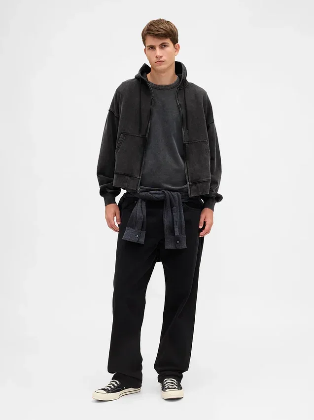 Oversized cropped hoodie met rits voor volwassenen