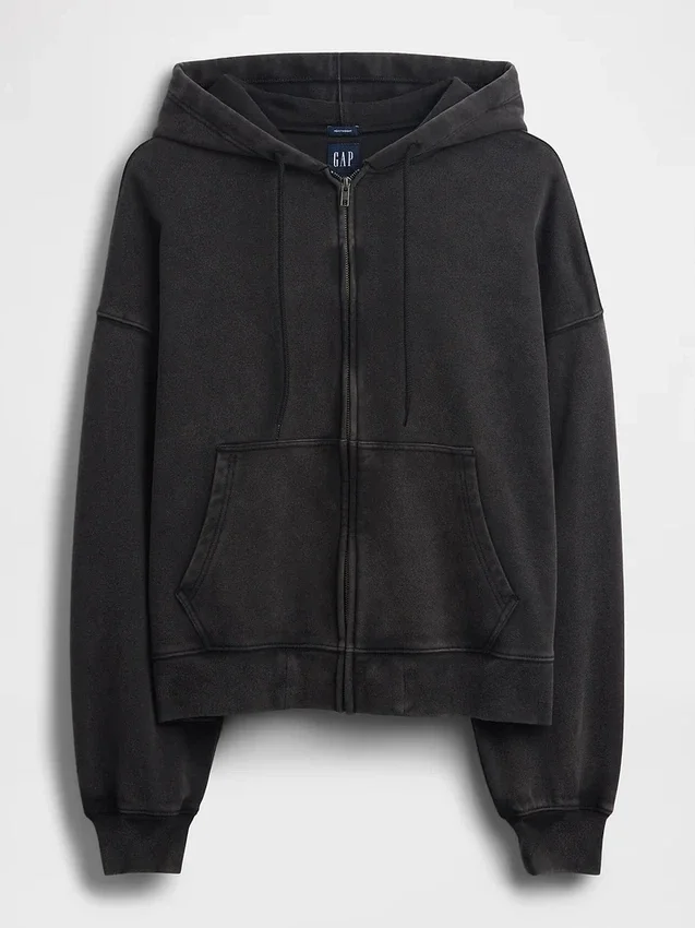 Oversized cropped hoodie met rits voor volwassenen