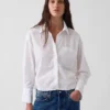Oversized cropped overhemd van biologisch katoenpopeline