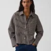 Oversized cropped overhemd van biologisch katoenpopeline
