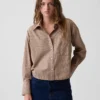 Oversized cropped overhemd van biologisch katoenpopeline