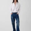 Oversized cropped overhemd van biologisch katoenpopeline