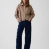 Oversized cropped overhemd van biologisch katoenpopeline
