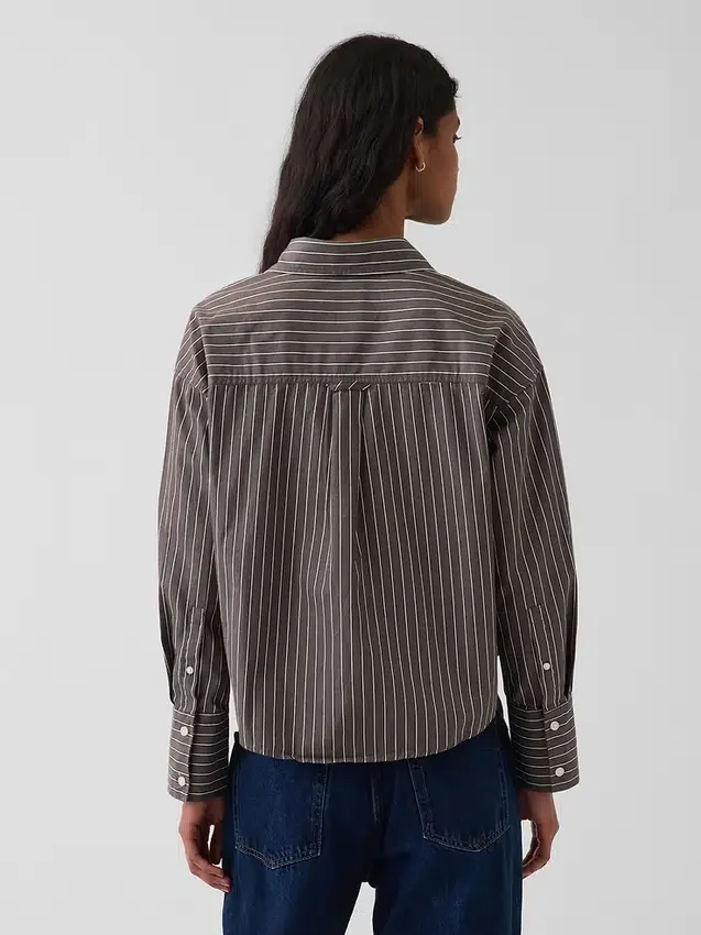 Oversized cropped overhemd van biologisch katoenpopeline