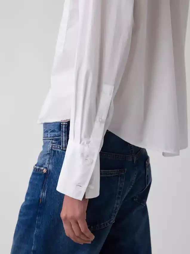 Oversized cropped overhemd van biologisch katoenpopeline