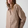 Oversized cropped overhemd van biologisch katoenpopeline