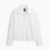 Oversized cropped overhemd van biologisch katoenpopeline