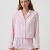 Oversized cropped pyjamashirt van popeline
