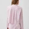 Oversized cropped pyjamashirt van popeline
