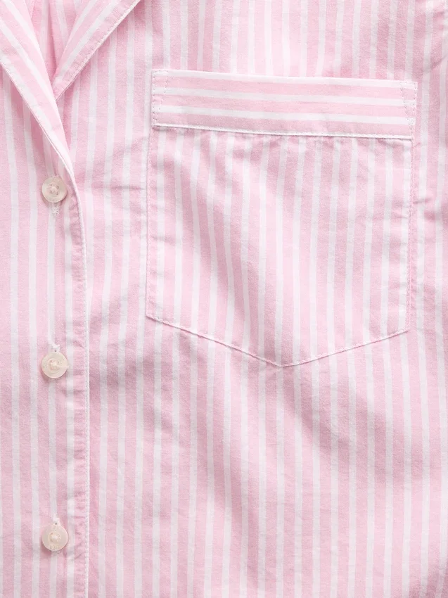 Oversized cropped pyjamashirt van popeline