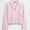 Oversized cropped pyjamashirt van popeline