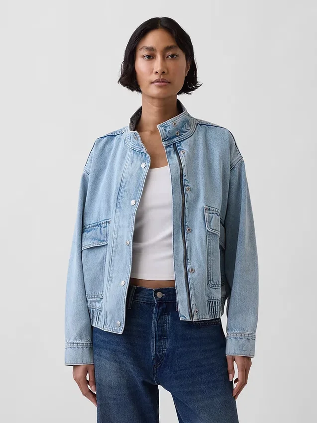 Oversized denim bomberjack