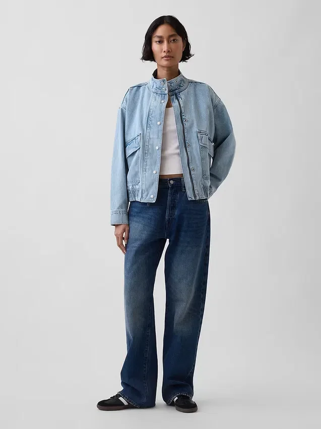 Oversized denim bomberjack