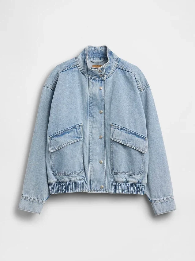 Oversized denim bomberjack