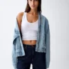 Oversized denim bomberjack