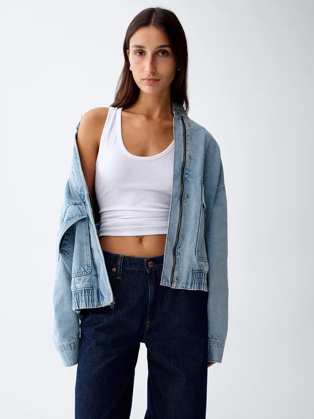 Oversized denim bomberjack