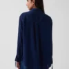 Oversized denim overhemd met gerimpelde mouwen