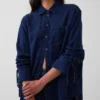 Oversized denim overhemd met gerimpelde mouwen