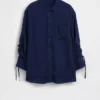 Oversized denim overhemd met gerimpelde mouwen