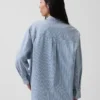 Oversized denim overhemd met strepen