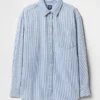 Oversized denim overhemd met strepen
