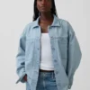 Oversized denim overhemdjas
