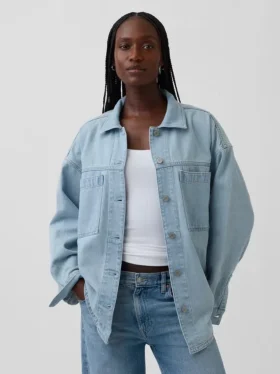 Oversized denim overhemdjas