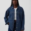 Oversized denim overhemdjas