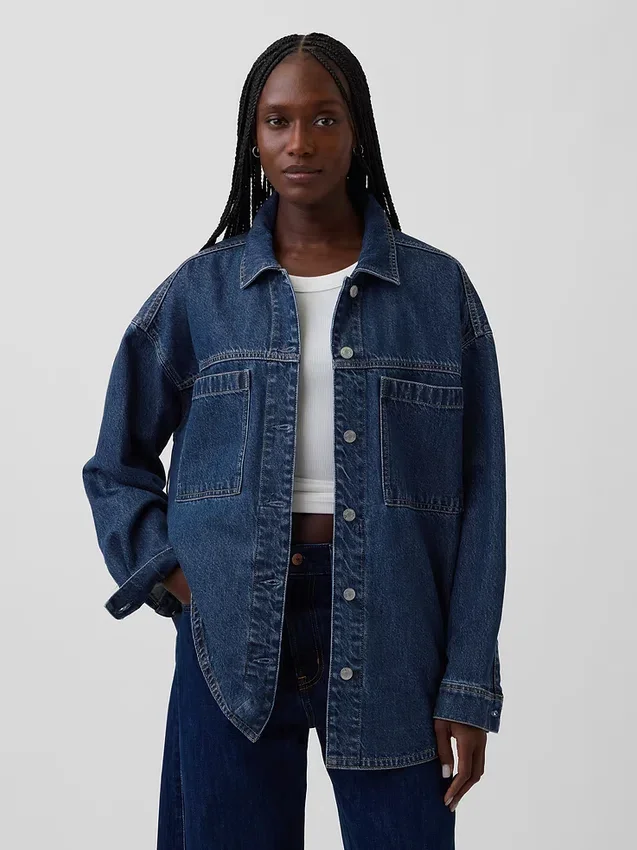 Oversized denim overhemdjas
