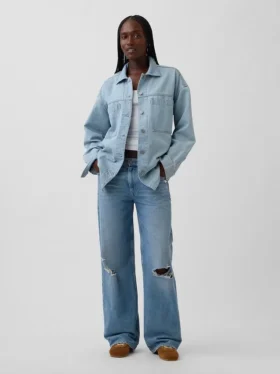 Oversized denim overhemdjas